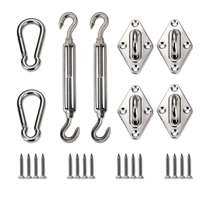 Windscreen4less Sun Shade Sail Hardware Kit - 6 Inches - Super Heavy Duty - for Square and Rectangle Sun Shade Sail - Image 1